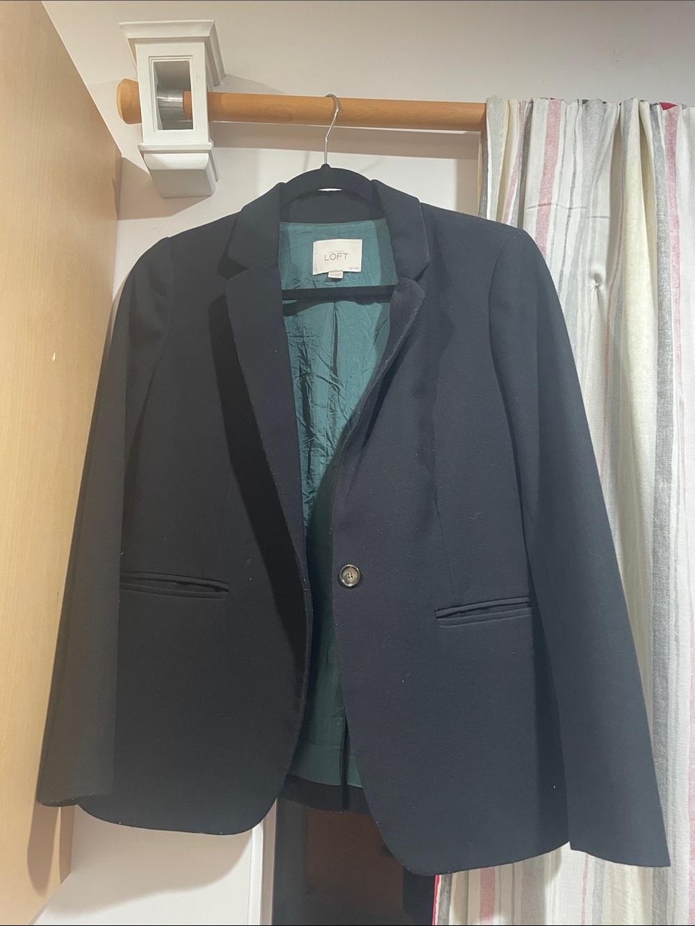 LOFT Black Blazer with Teal Lining